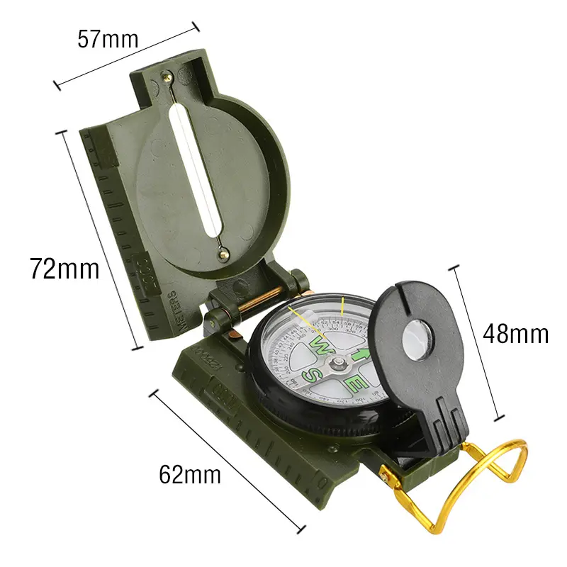 Plastic shell  Green portable compass Outdoor camping folding hiking compass tool