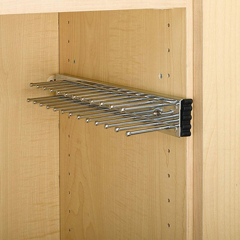 Rev-A-Shelf 12 Side Mount Extending Tie Organization Rack， Chrome， TRC-12CR