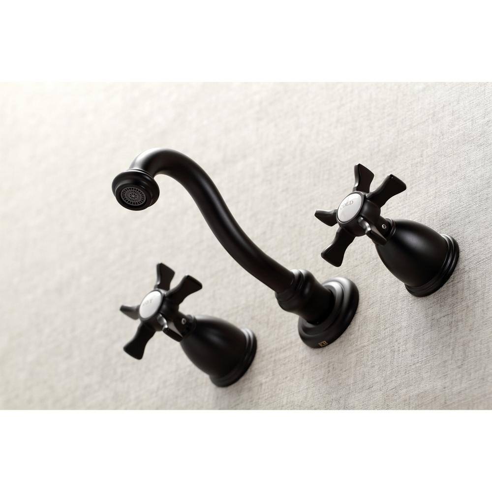 Kingston Brass Hamilton 2-Handle Wall Mount Bathroom Faucet in Matte Black HKS3120NX