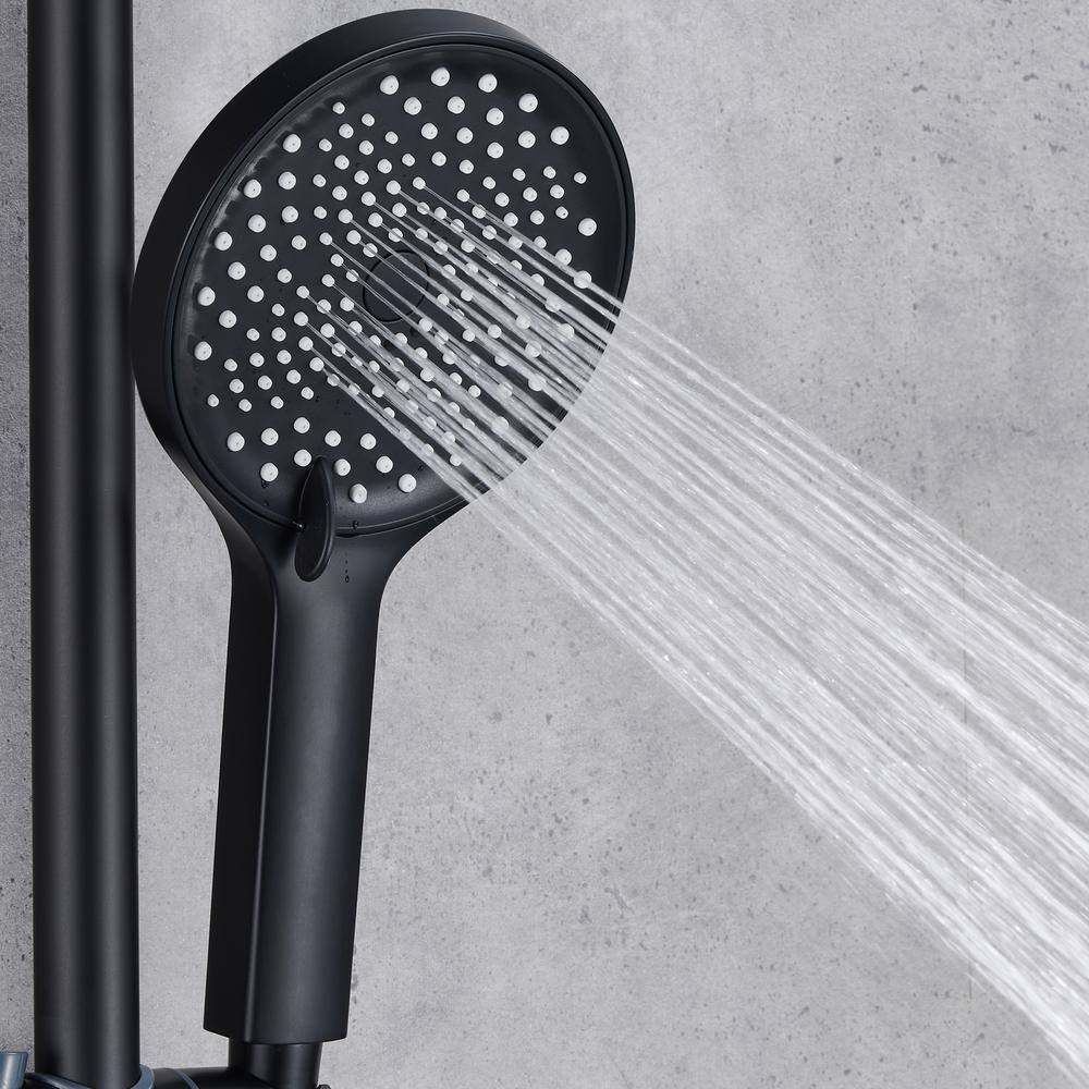 Tomfaucet 3-Spray Multi-Function Wall Bar Shower Kit with 3 Setting Hand Shower and Spray Gun in Matte Black TFB1187MB