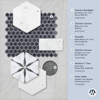 Merola Tile Classico Bardiglio Hex Flower 7 in. x 8 in. Porcelain Floor and Wall Tile (7.5 sq. ft.Case) FEQ8BXF