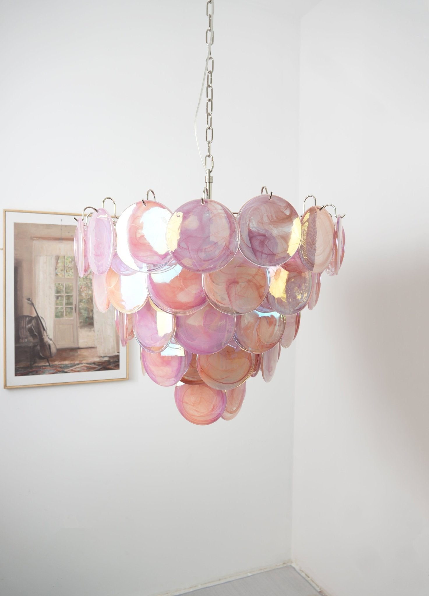 Pink Murano Disc Chandelier