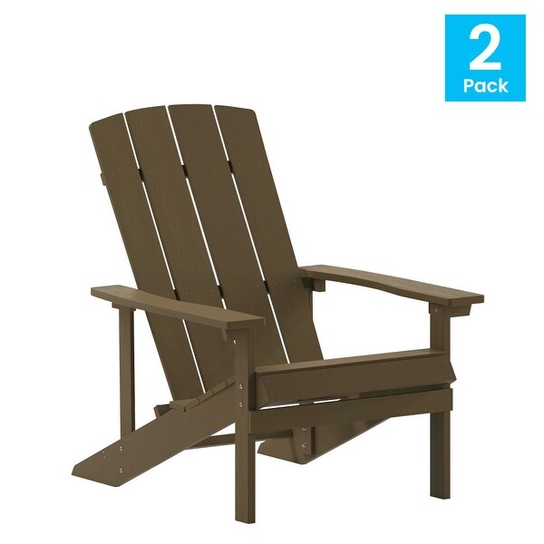 2 Pack Vertical Lattice Back All-Weather Poly Resin Adirondack Chairs - Overstock - 37772949