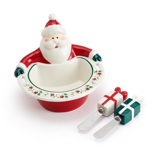 Pfaltzgraff Winterberry 6IN Santa Dip Bowl with Spreaders