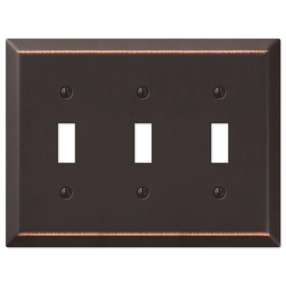 AMERELLE Metallic 3 Gang Toggle Steel Wall Plate - Aged Bronze 163TTTDB