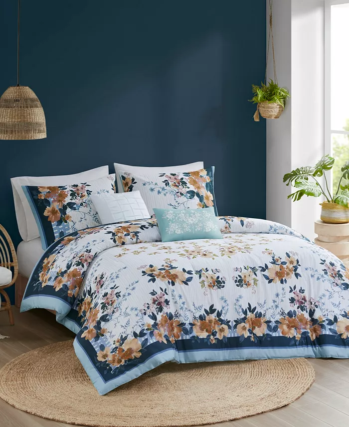 Madison Park Jules Cotton Floral 5-Pc. Comforter Set， Full Queen