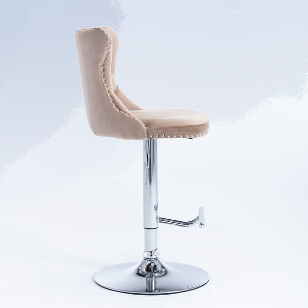 Modern Swivel Velvet Barstools Adjusatble Seat Height