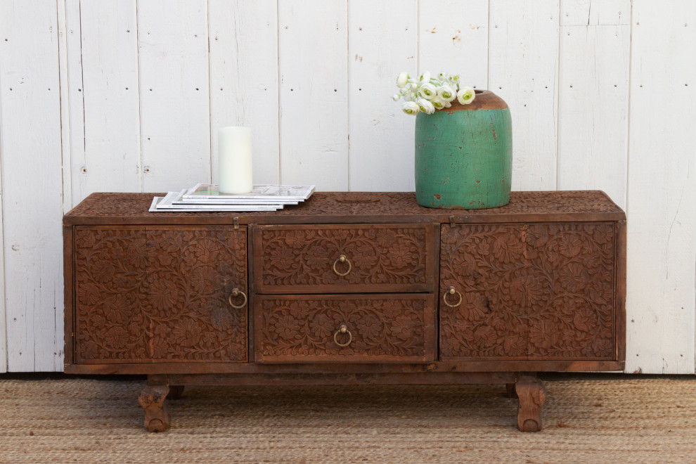 Rare Finely Carved Anglo Indian Low Cabinet   Eclectic   Accent Chests And Cabinets   by De cor  Houzz