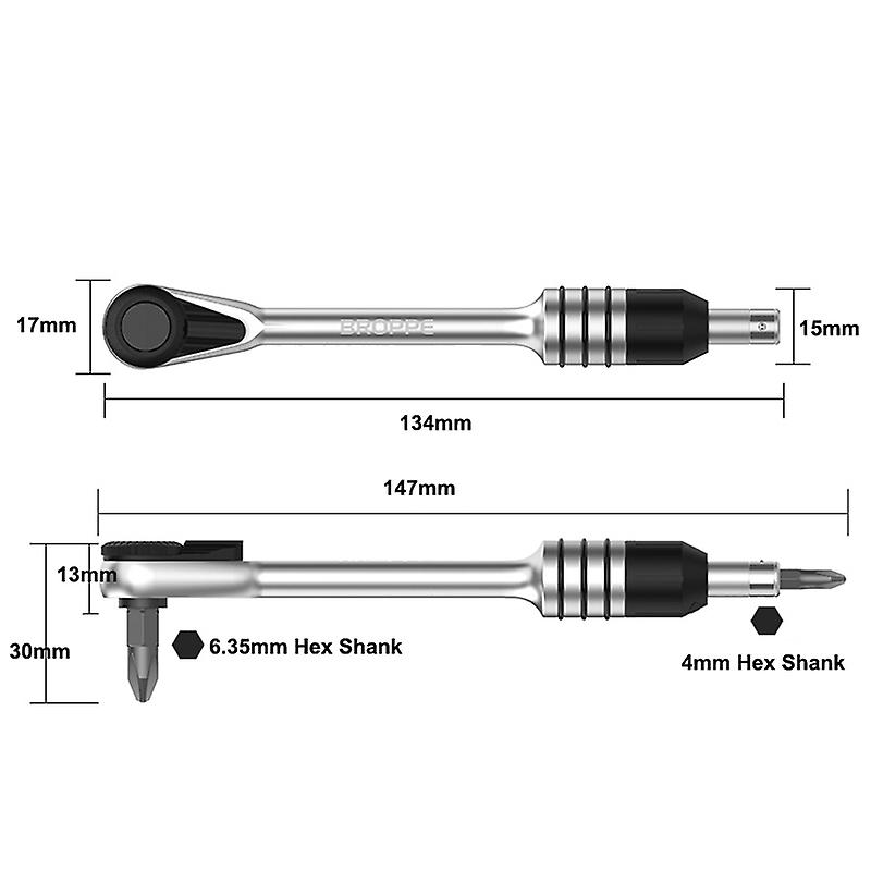 2 In 1 Ratchet Screwdriver 6.35mm To 4mm Hex Shank Screw Driver Adjustment Screwdriver Holder Tool