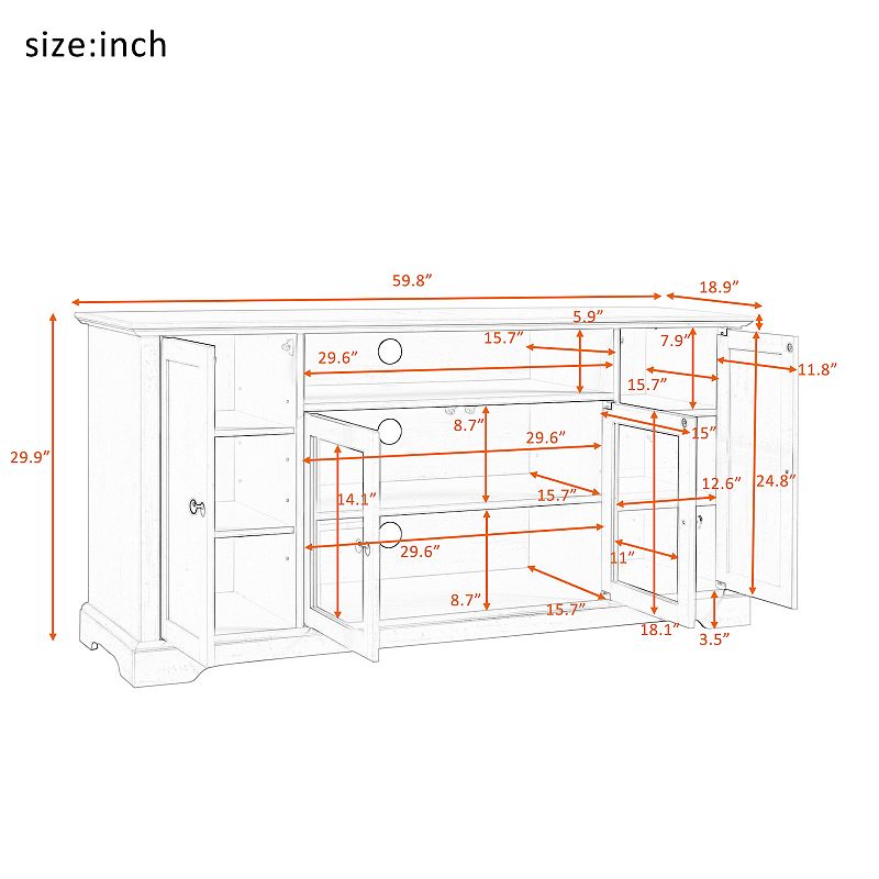 Merax Tv Stand With 2 Tempered Glass Doors