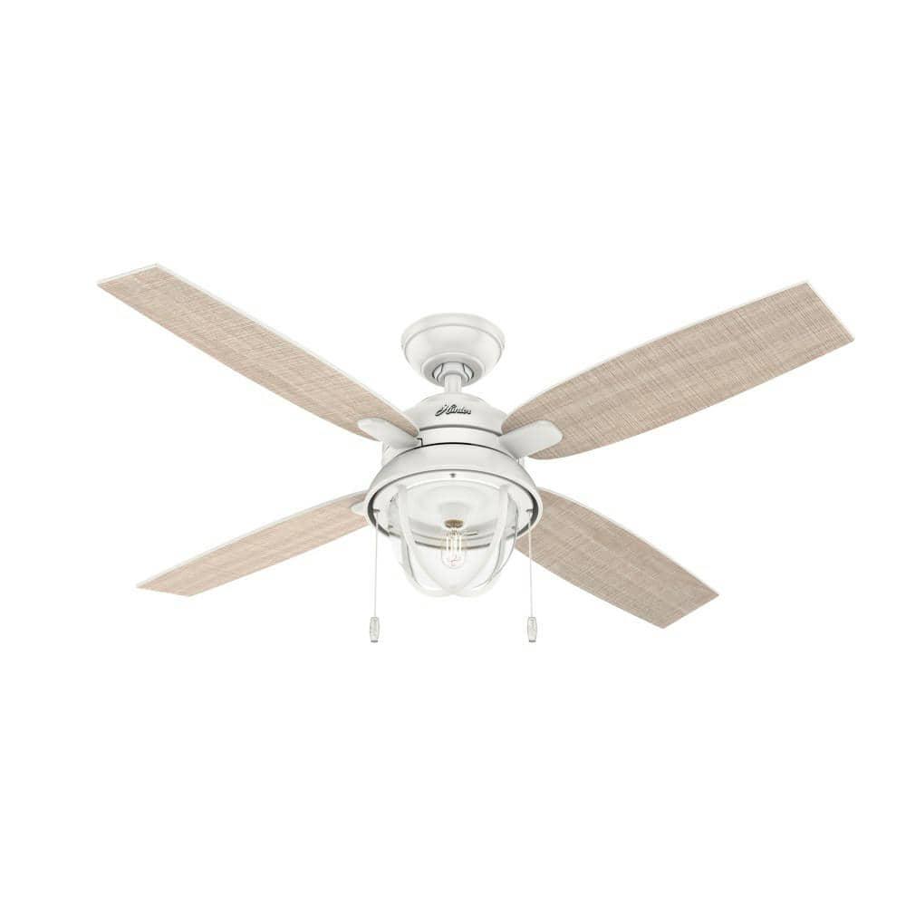 Hunter Barnes Bay 52 in IndoorOutdoor Fresh White LED Ceiling Fan with Light Kit