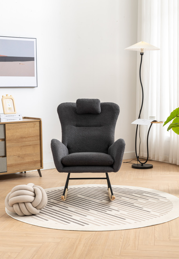 TATEUS 35.5 quotRocking Chair  Soft Teddy Velvet Fabric Rocking Chair   Modern   Rocking Chairs   by TATEUS LLC  Houzz