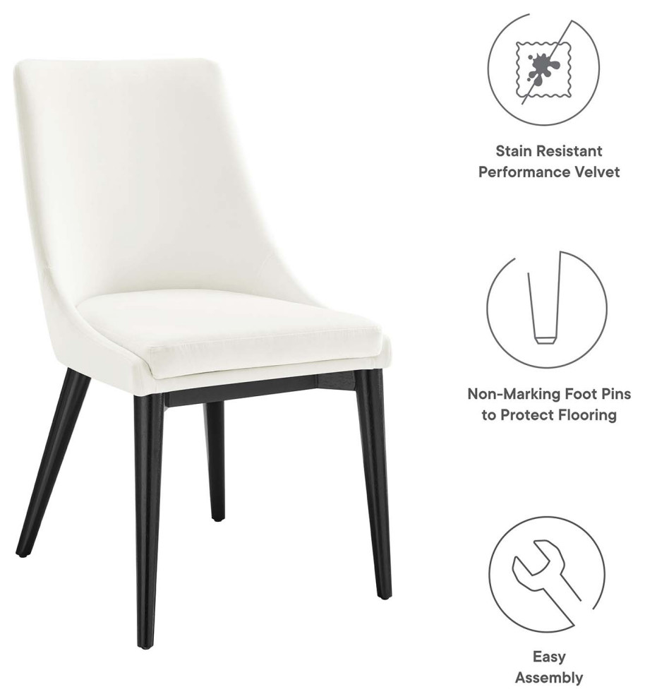 Viscount Performance Velvet Dining Chair  White   Contemporary   Dining Chairs   by Dot  ampBo  Houzz