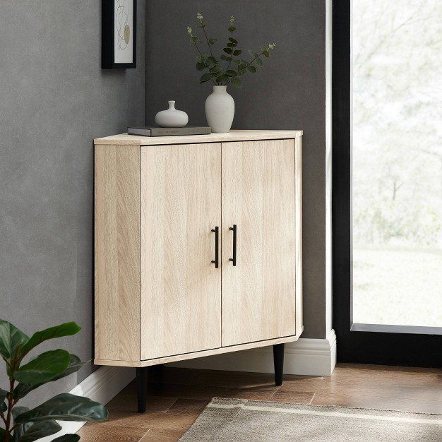 Contemporary 2 Door Wedge Corner Accent Cabinet Saracina Home