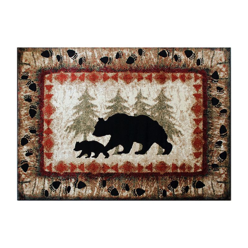 Masada Rugs Masada Rugs 5'x7' Cabin/Lodge Theme Area Rug with Bear and Cub Scene