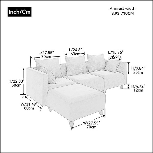 Wrapped In Luxe Velvet， Sectional Sofa Samll L Shape Modular Couch With 6 Pillows For Living Room Durable