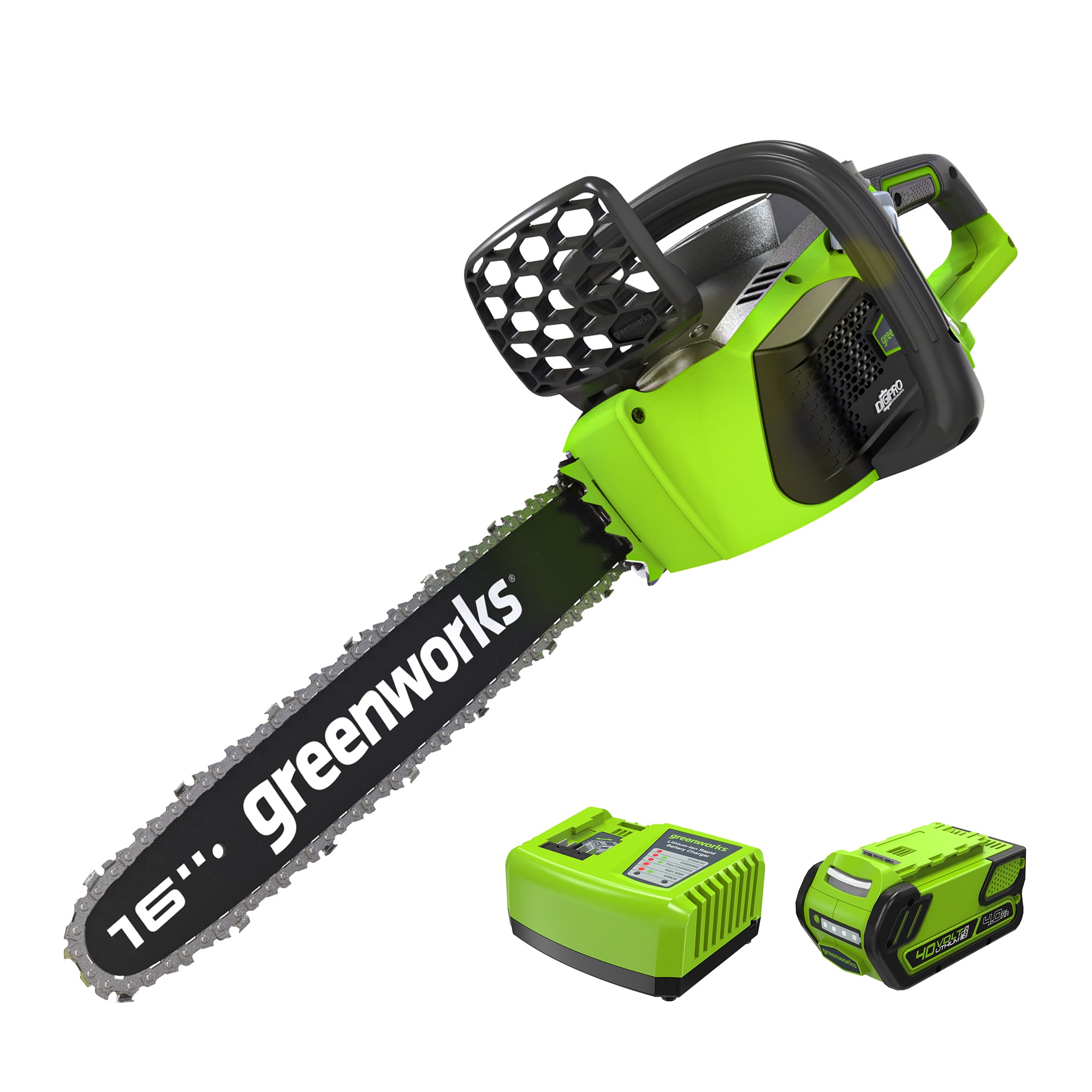 40V 16-Inch Chainsaw  4.0 Ah Battery | Greenworks Tools