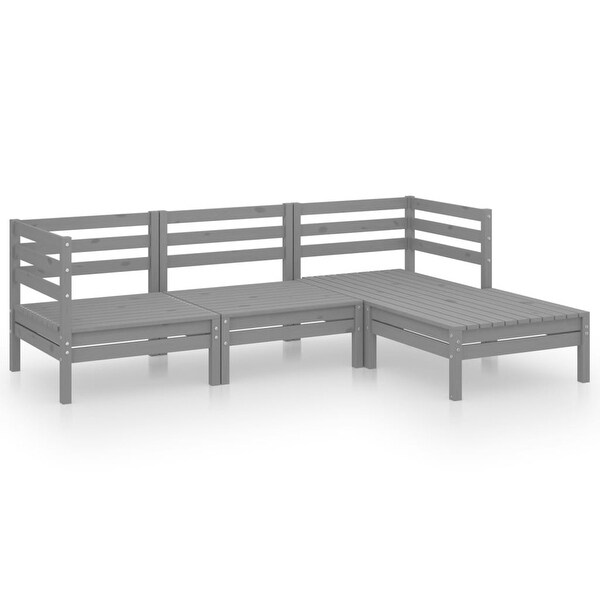 4 Piece Patio Lounge Set Solid Pinewood Gray - Overstock - 36041530