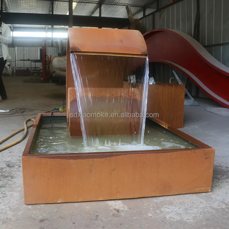 wholesale outdoor garden sculpture artificial waterfall  corten steel water features water fountain