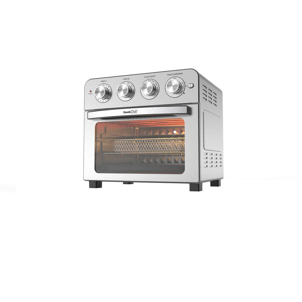 245 qt Silver Air Fryer Oven Countertop Toaster Oven Stainless Steel Geek Chef with 3Rack Levels and 16 Preset Modes