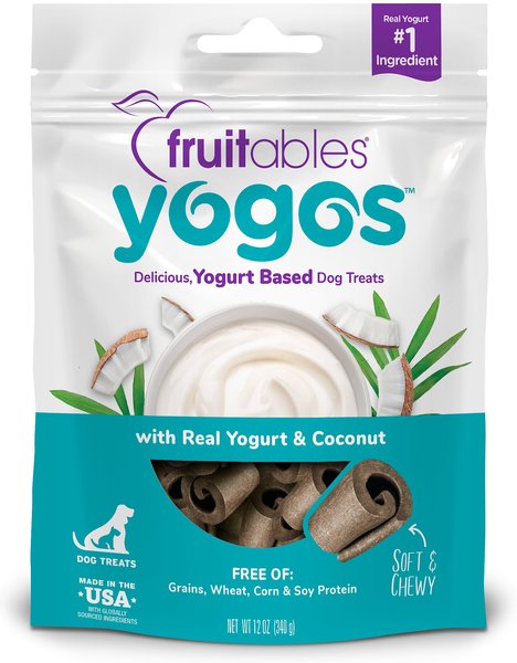 Fruitables Yogos Coconut Flavor Grain-Free Dog Treats， 12-oz pouch