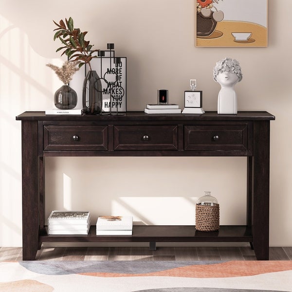 Modern solid wood buffet sideboard side table， control table， sofa table， 3 drawers and 1 shelf