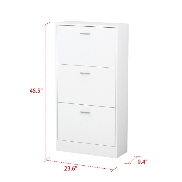 23.6W Trendy Shoe Storage Cabinet with 3 Large Fold-Out Drawers - - 35444450