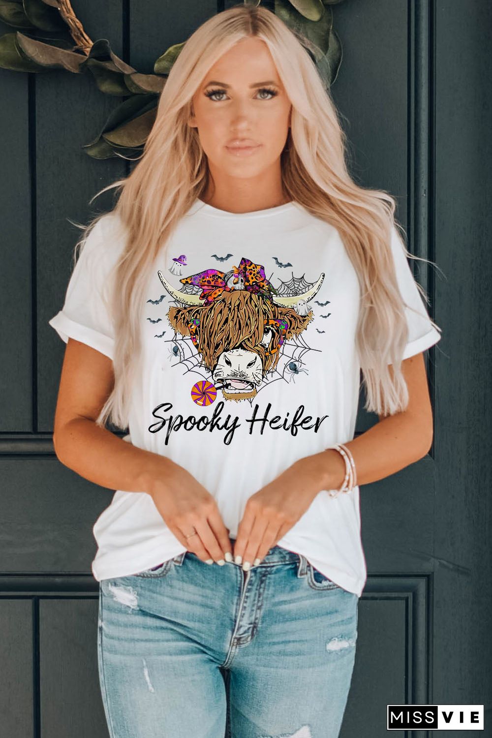 White Spooky Heifer Halloween Vibe Graphic Tee