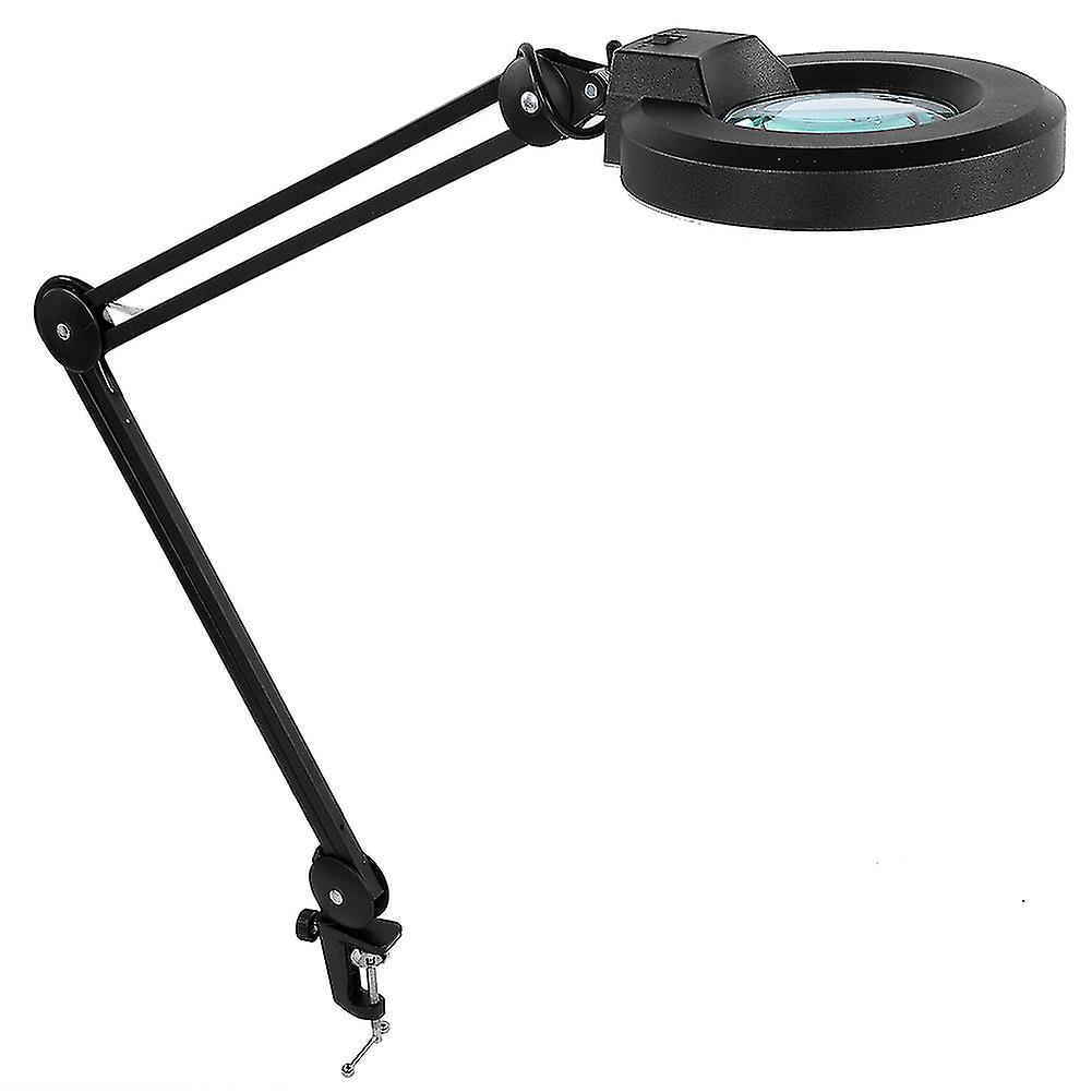 LED Clipand#8209;On Magnifying Light 5X Magnifier Lamp for Embroidery Engraving EU Plug 220V Black