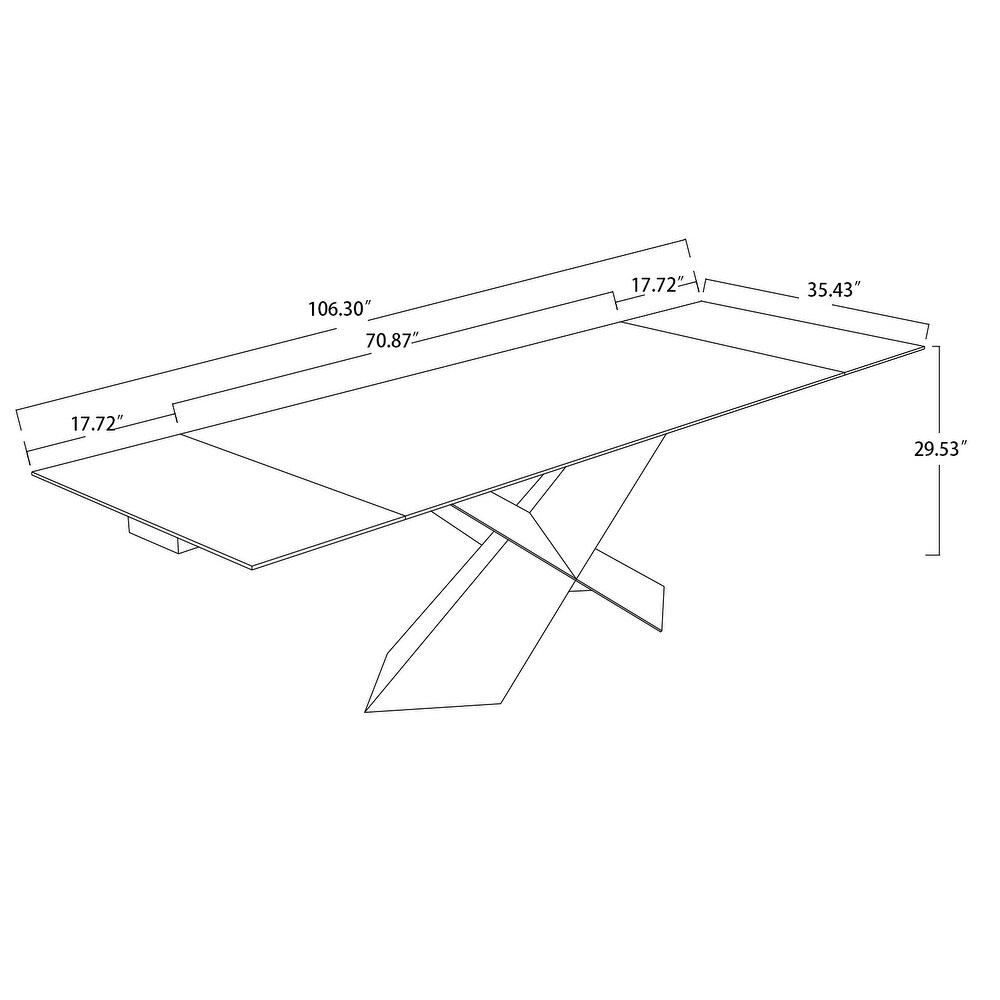 Davee Grey Ceramic Top Extendable Dining Table   70.87/106.31*35.43*29.53inches