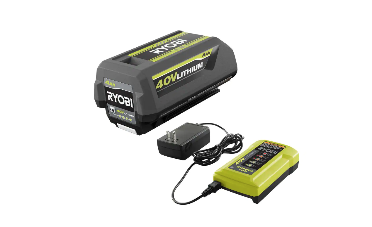 RYOBI RY40226 40V Expand-It Cordless Battery Attachment Capable Trimmer Power Head with 4.0 Ah Battery and Charger