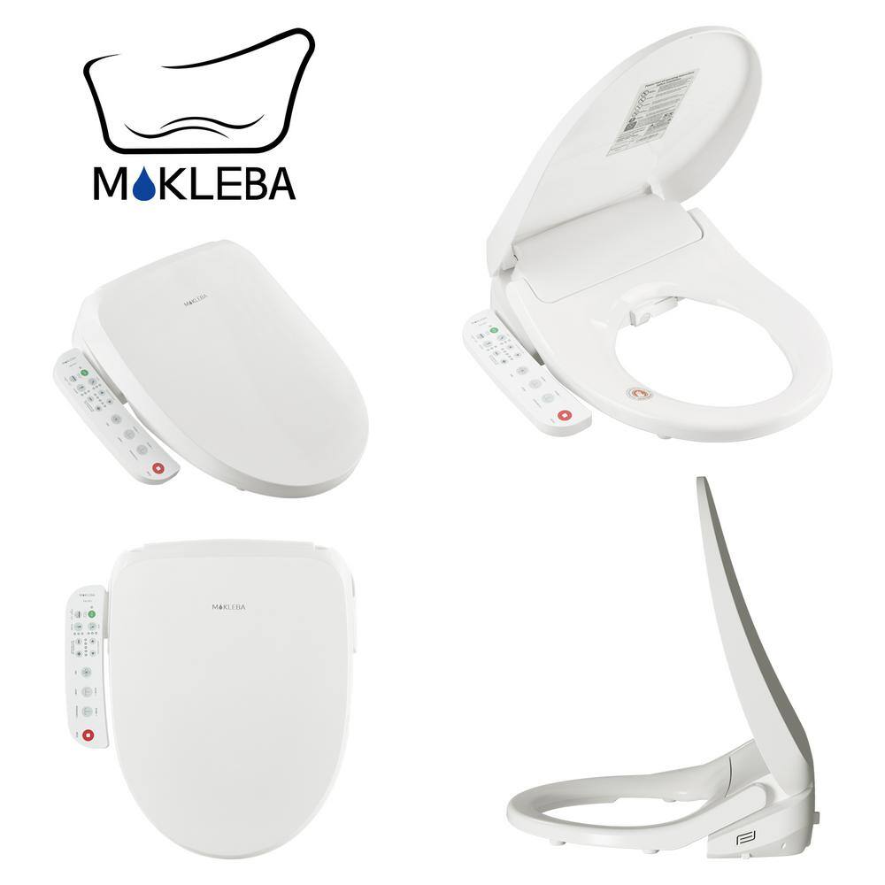 Mokleba Electric Heated Bidet Seat for Round Toilets in. White with Built-in Dryer and Adjustable Nozzle Position BTMKEBCO001