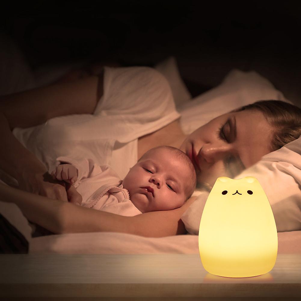 Led Cat Night Lights， Touch Control Dimmable Night Light， Rechargeable Silicone Table Night Light For Nursery Baby Toddler And Teen Room Decor