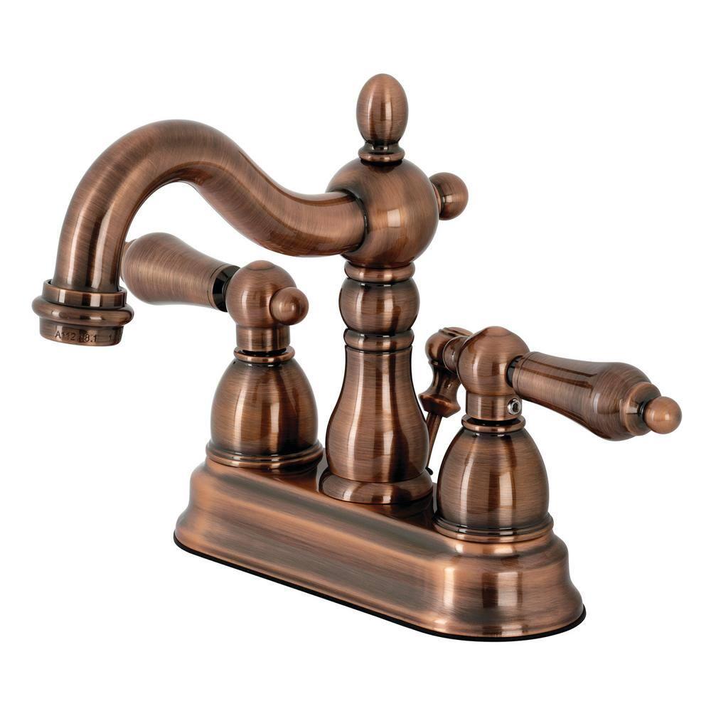 Kingston Brass Heritage 4 in Centerset 2Handle Bathroom Faucet in Antique Copper