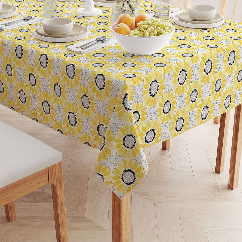 Square Tablecloth， 100% Polyester， 54x54， Abstract Sunflowers