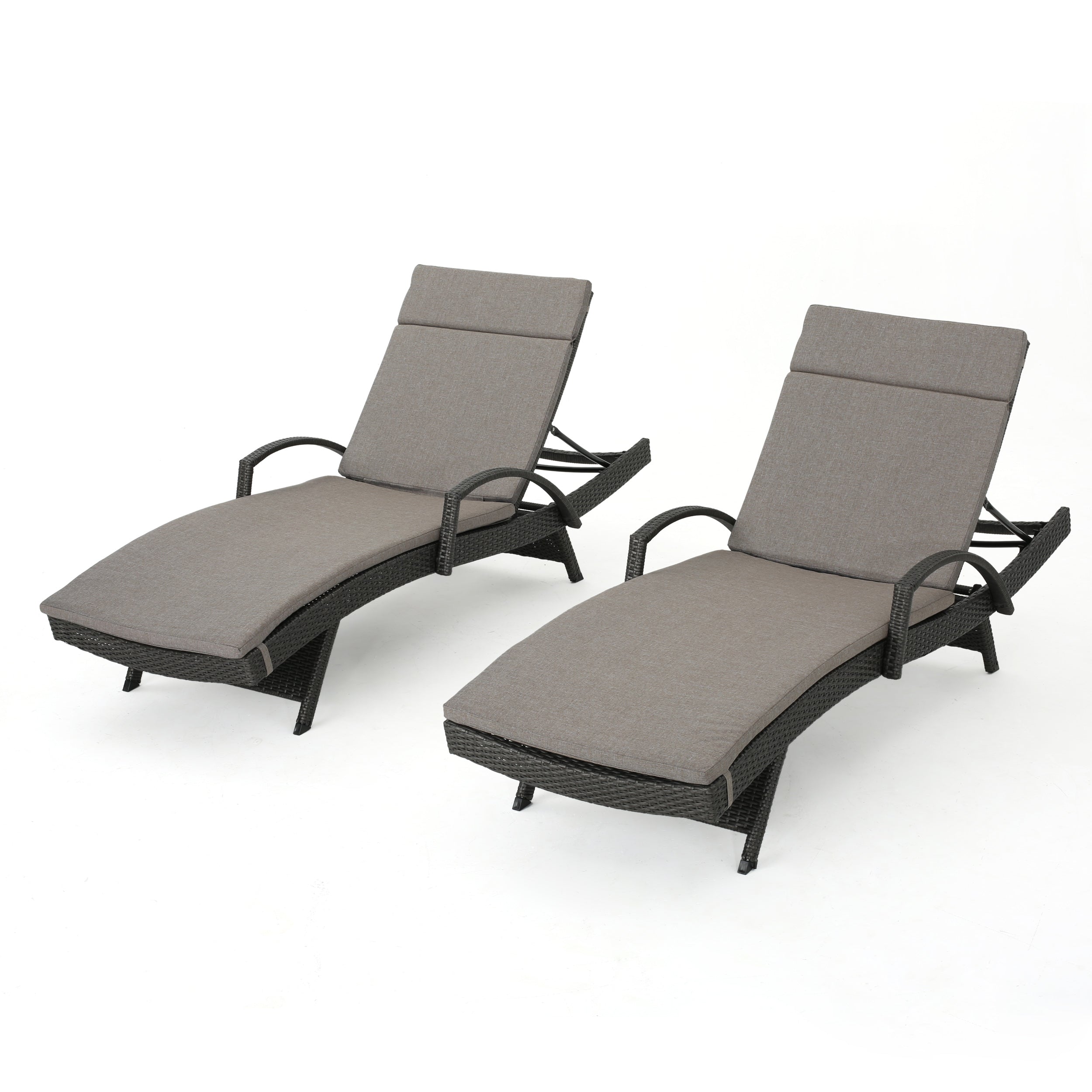 Soleil Outdoor Wicker Chaise Lounges w/ Water Resistant Cushions (Set of 2)