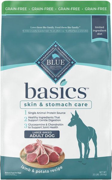 Blue Buffalo Basics Skin and Stomach Care Grain-Free Formula Lamb and Potato Recipe Large Breed Adult Dry Dog Food