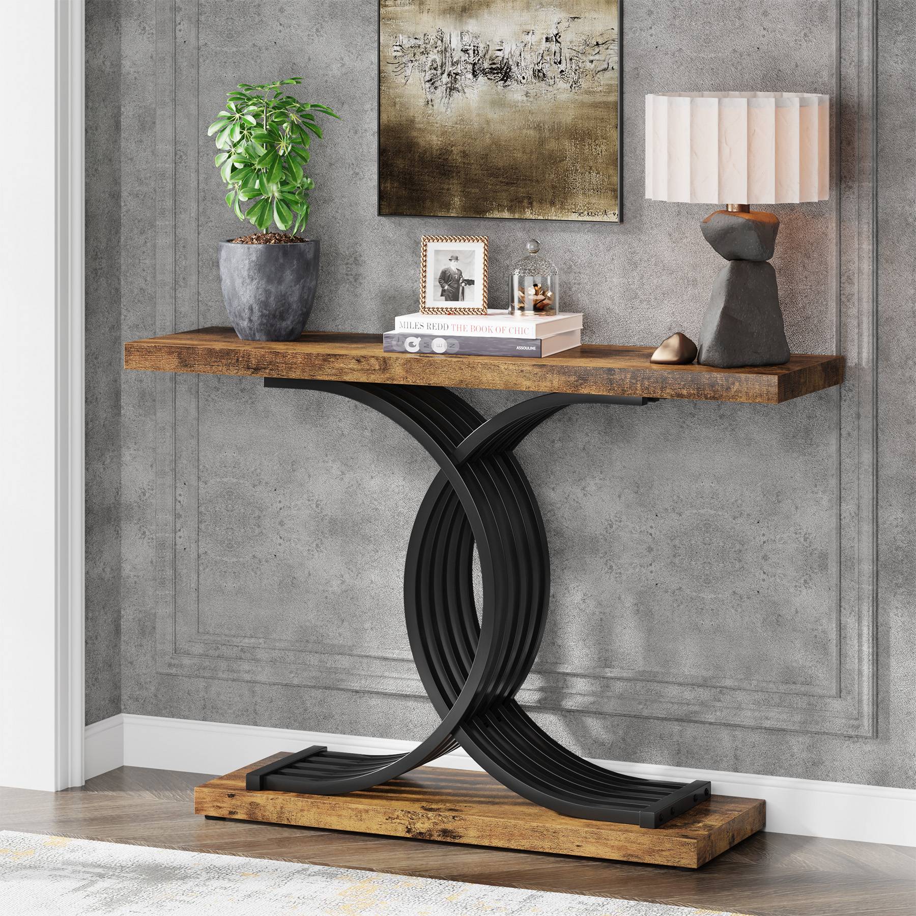 39 Console Table, Narrow Faux Marble Entryway Hallway Sofa Table