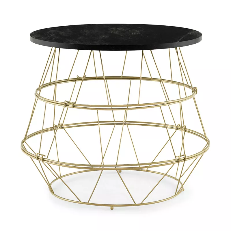 Round Metal Frame End Table with Removable Top-Golden