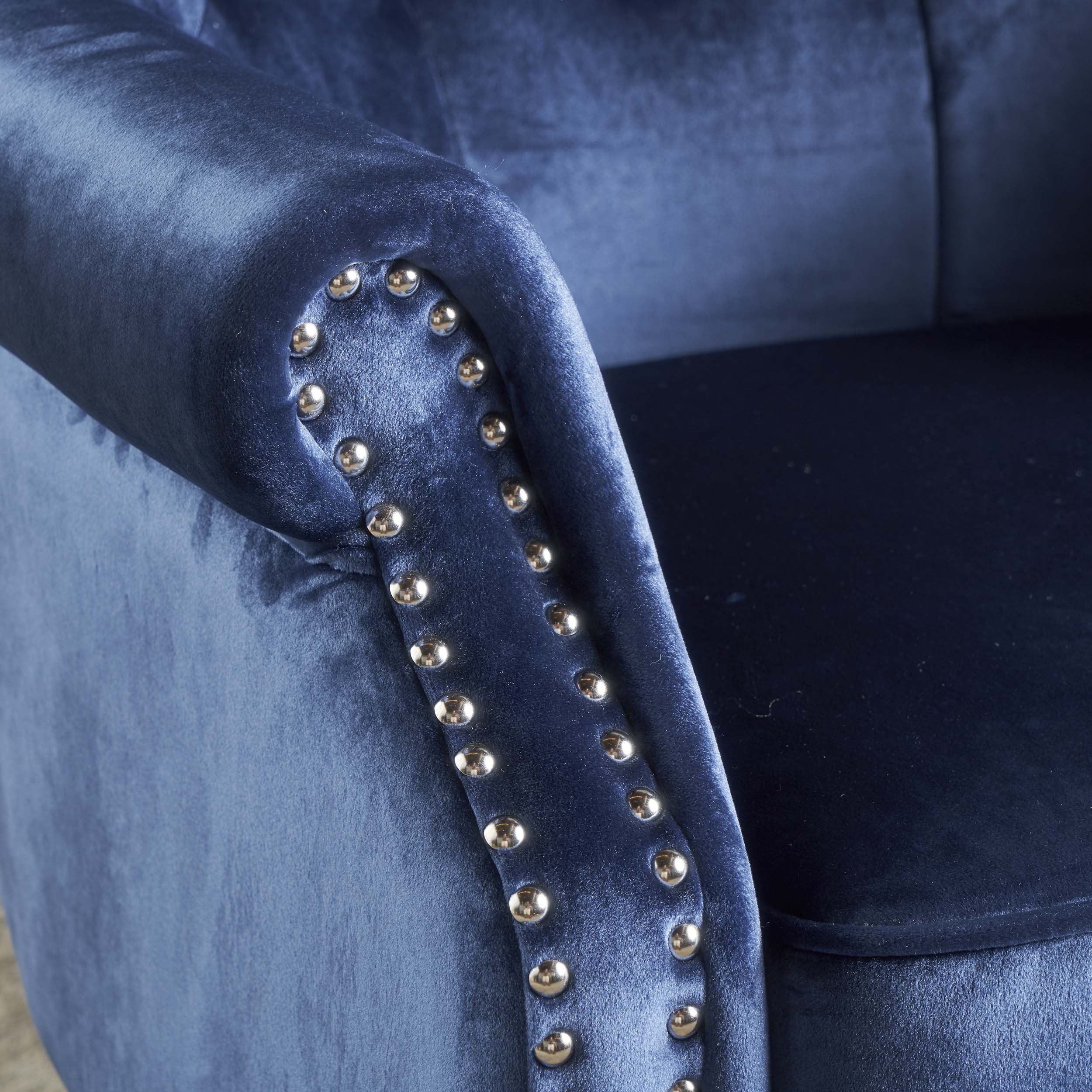 Tomlin Modern Glam Velvet Club Chair with Nailhead Trim