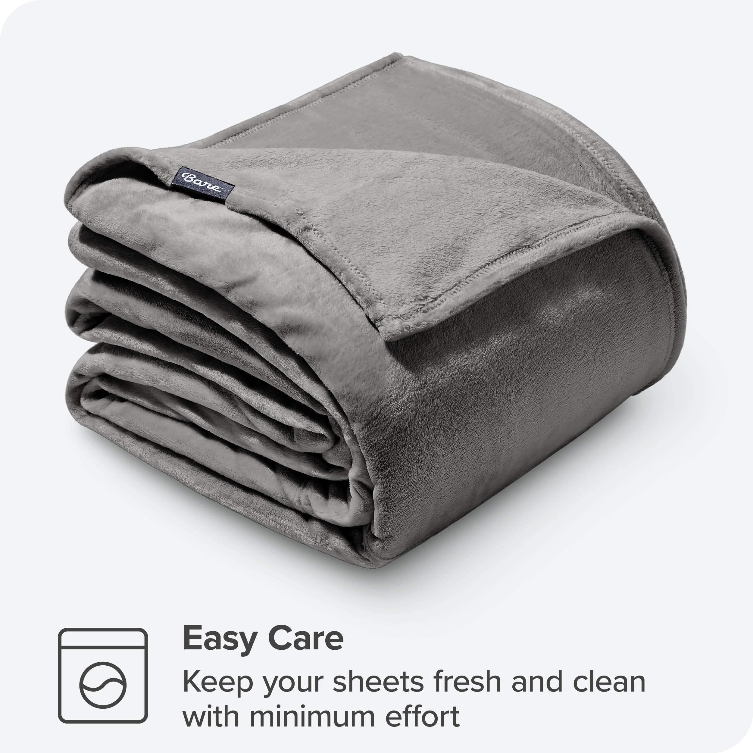 Bare Home Giant Microplush Fleece Blanket， Plush， Ultra Soft， Oversized， Gray