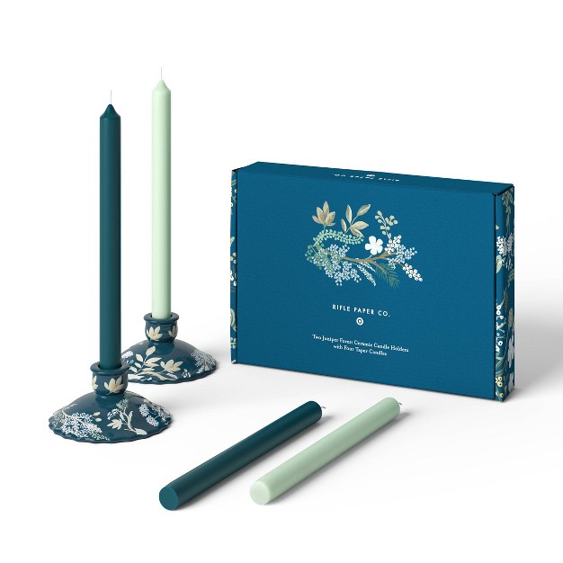 Rifle Paper Co X Target Taper Set Of 4 Candles With Set Of 2 Candlestick Holders