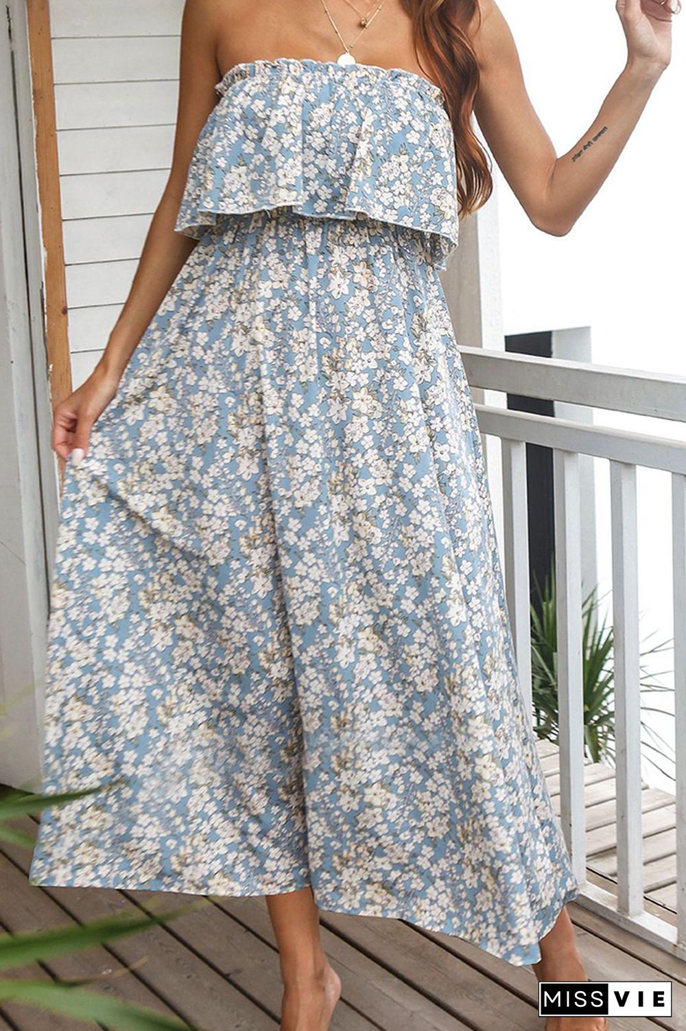 Floral Off-shoulder Long Dress Wholesale