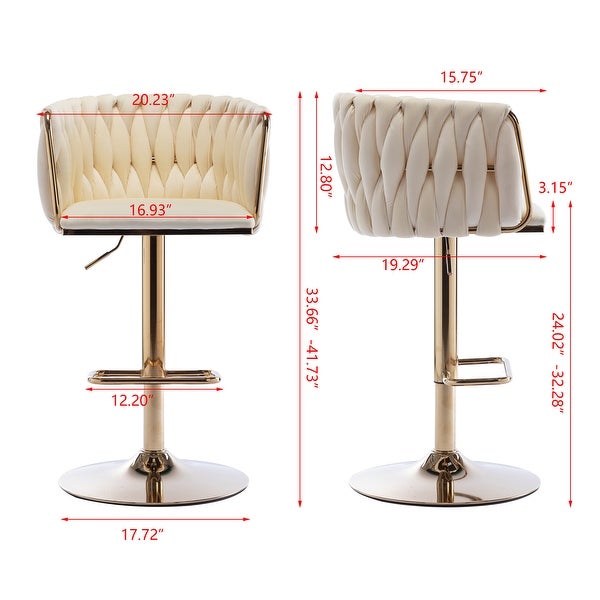 Ivory Bar Stools with Chrome Footrest， Set of 2