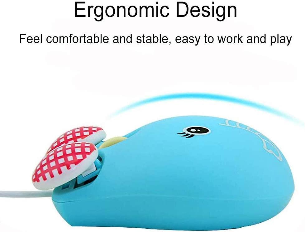 Super Cute Elephant Shape Wired Mouse Cartoon Mini Mouse Novelty Portable Computer Mouse Unique Small Desktop Mouse Laptop Pc Mouse For Kids (light Bl