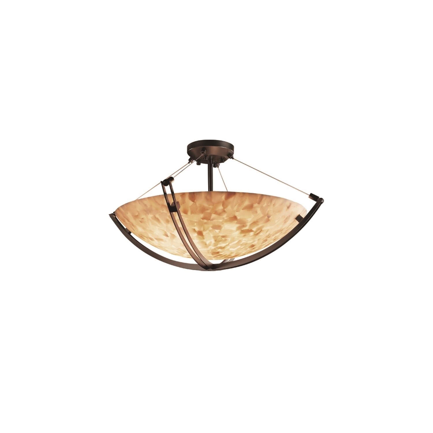 Justice Design Alabaster Rocks Crossbar 6-light Dark Bronze Round Bowl Semi-flush