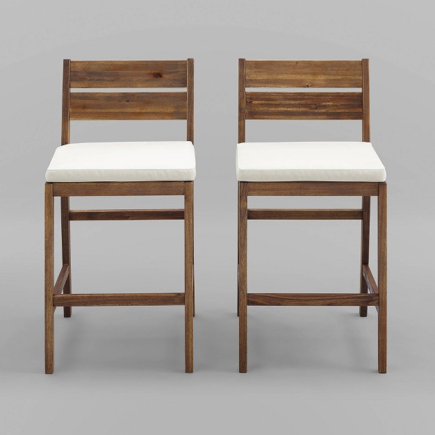 2pk Acacia Wood Counter Stools Saracina Home