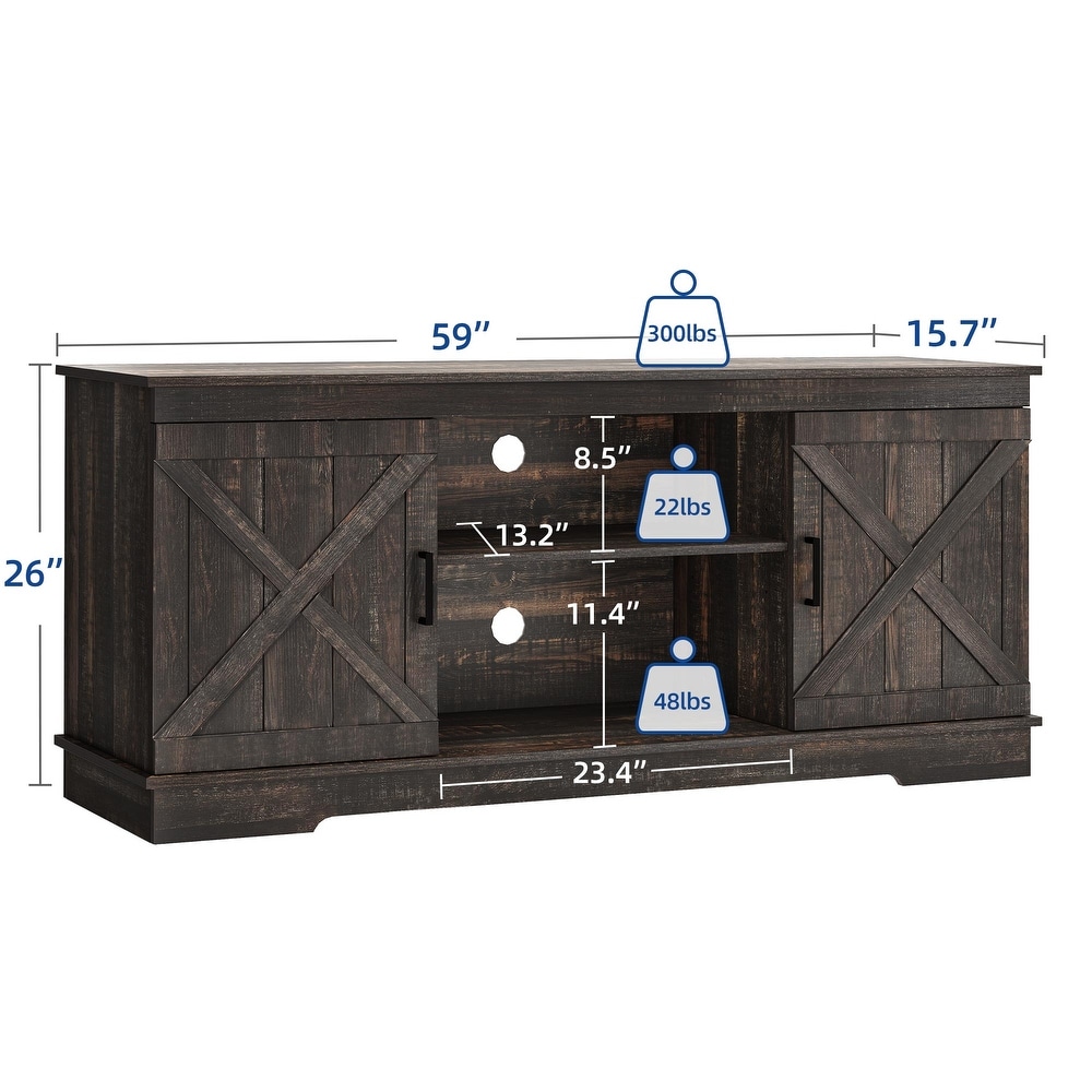 Farmhouse TV Stand for 65 Inch TV Media Console Entertainment Center Rustic Barn Doors