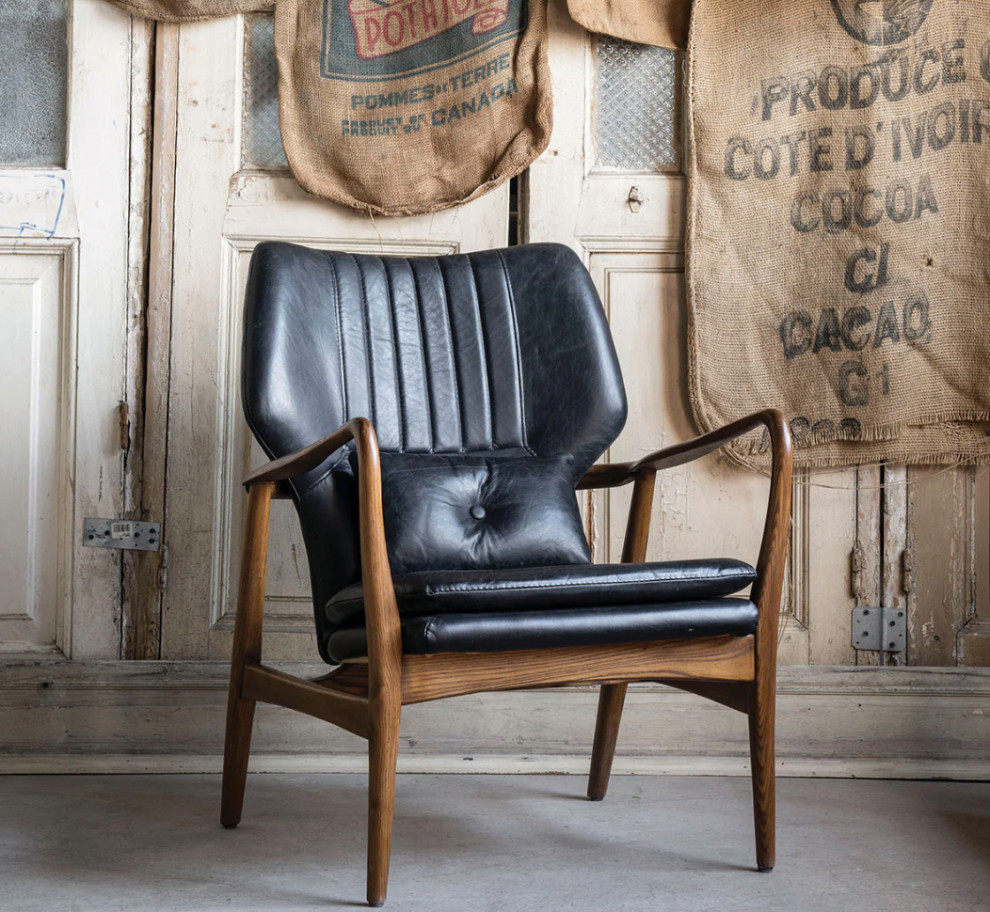 Matthew Izzo Home Helsinki Leather Arm Chair   Midcentury   Armchairs And Accent Chairs   by Matthew Izzo  Houzz