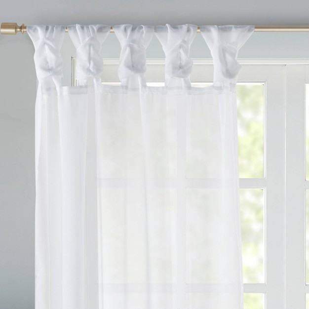 Set Of 2 Persis Twisted Tab Voile Sheer Window White